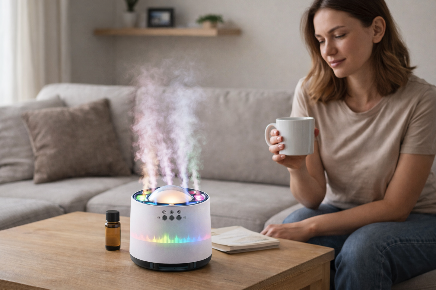 Humidificador Aromático con Luz LED y Ritmo Musical