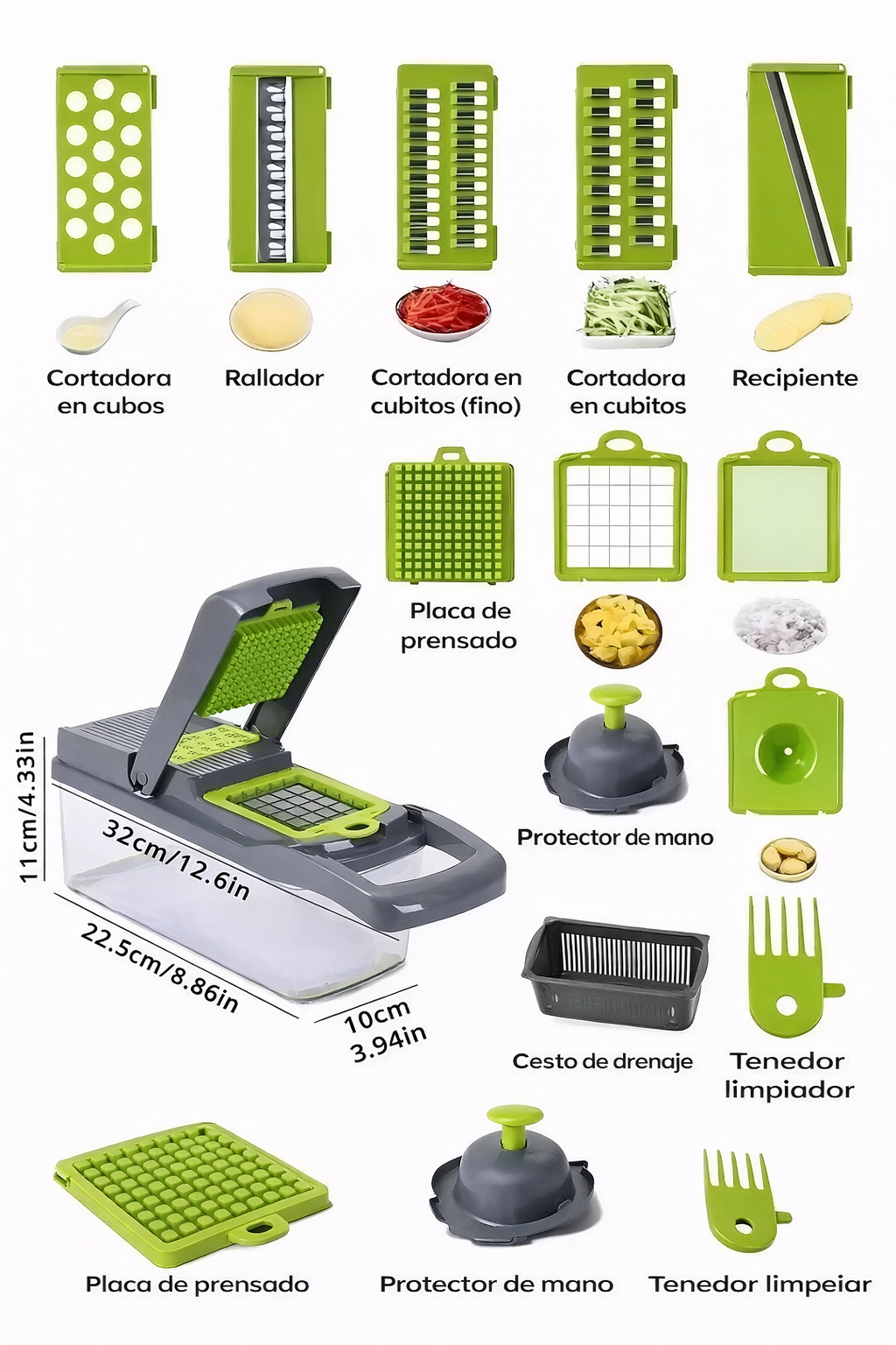 Cortador y Rebanador de Verduras Multifuncional 16 en 1
