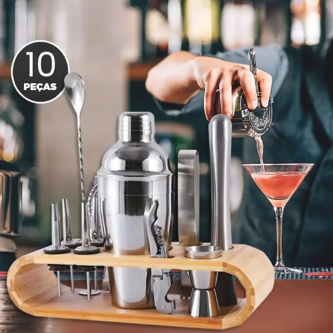 Kit de Coctelera Profesional de Acero Inoxidable para Barman, 10 Piezas