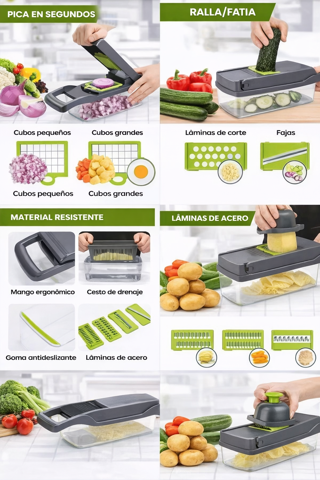 Cortador y Rebanador de Verduras Multifuncional 16 en 1