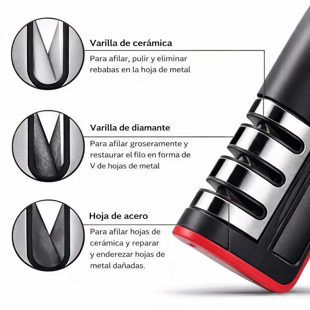 Afilador Profesional de Cuchillos y Tijeras 3 en 1