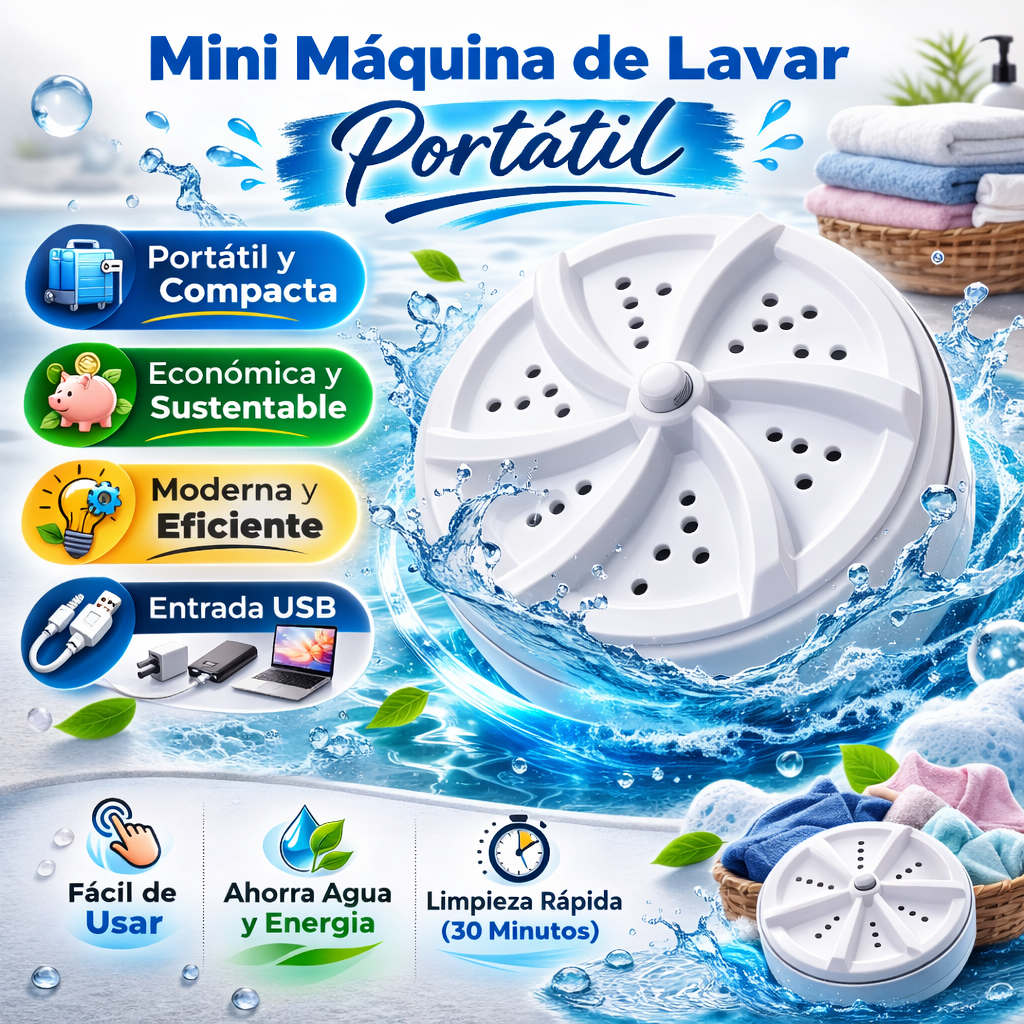 Mini Lavadora Portátil Plegable – Compacta y Fácil de Usar