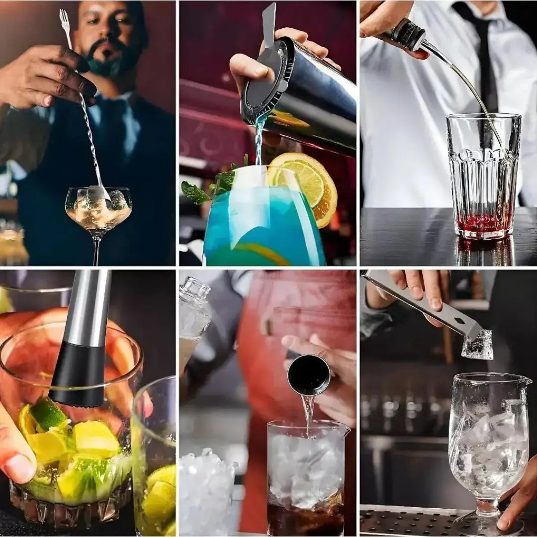 Kit de Coctelera Profesional de Acero Inoxidable para Barman, 10 Piezas