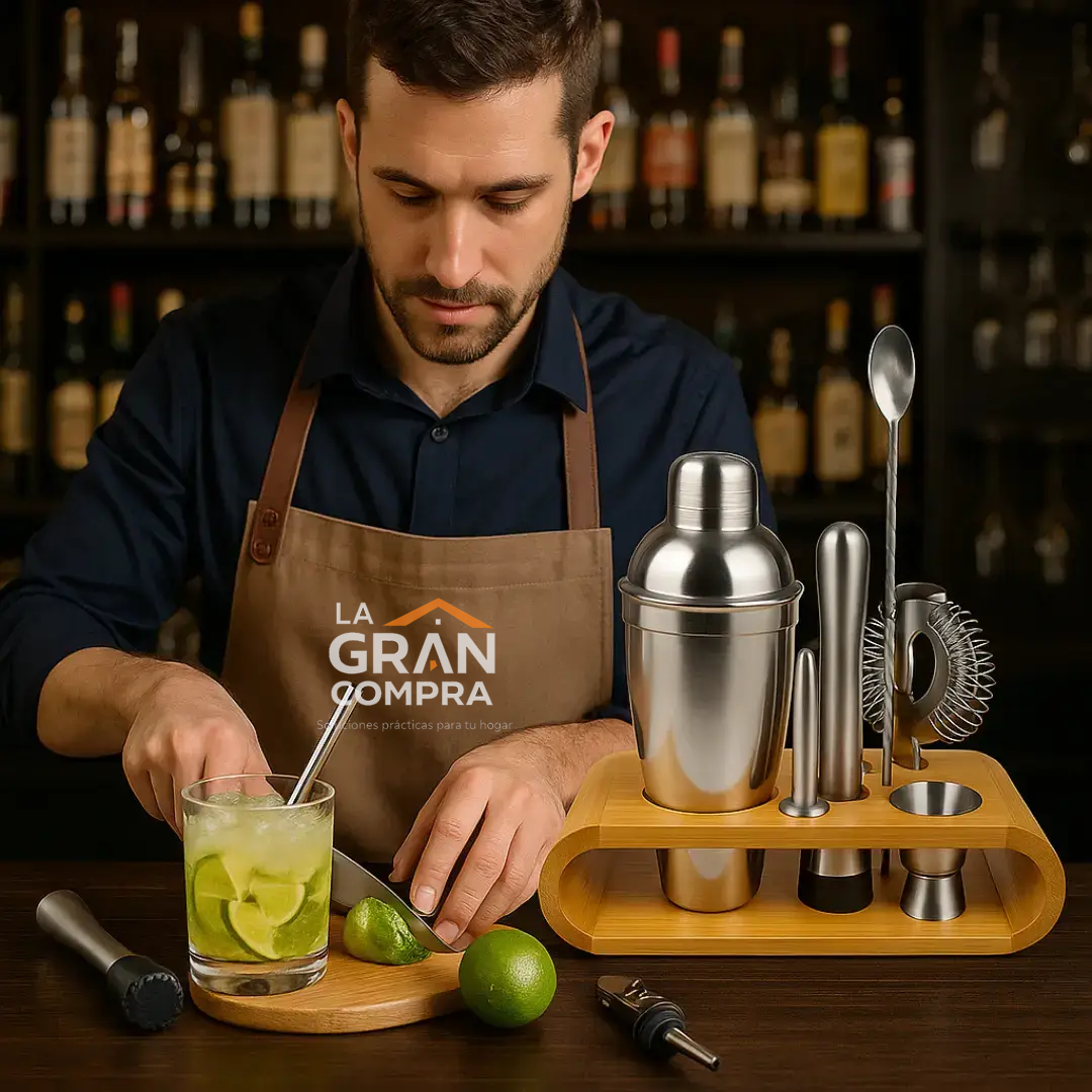 Kit de Coctelera Profesional de Acero Inoxidable para Barman, 10 Piezas