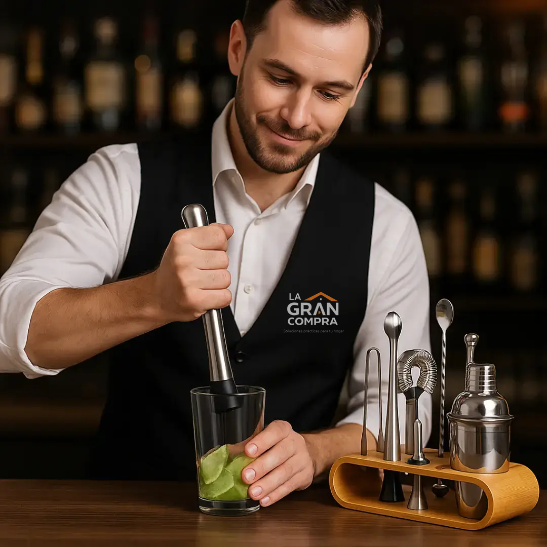 Kit de Coctelera Profesional de Acero Inoxidable para Barman, 10 Piezas