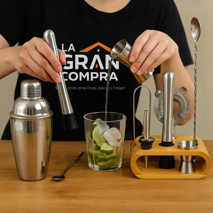 Kit de Coctelera Profesional de Acero Inoxidable para Barman, 10 Piezas